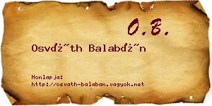Osváth Balabán névjegykártya